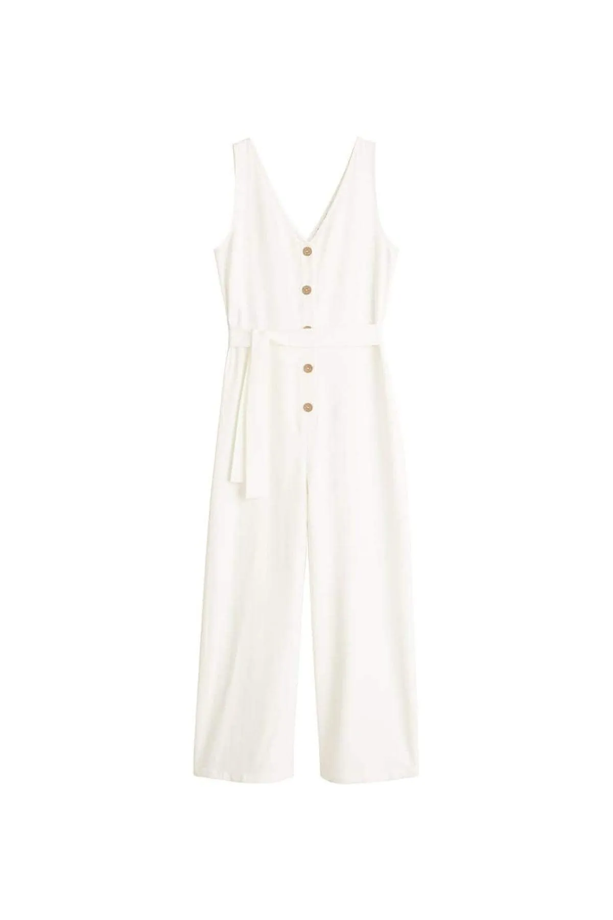 16146 Off White Buttoned Jumpsuit