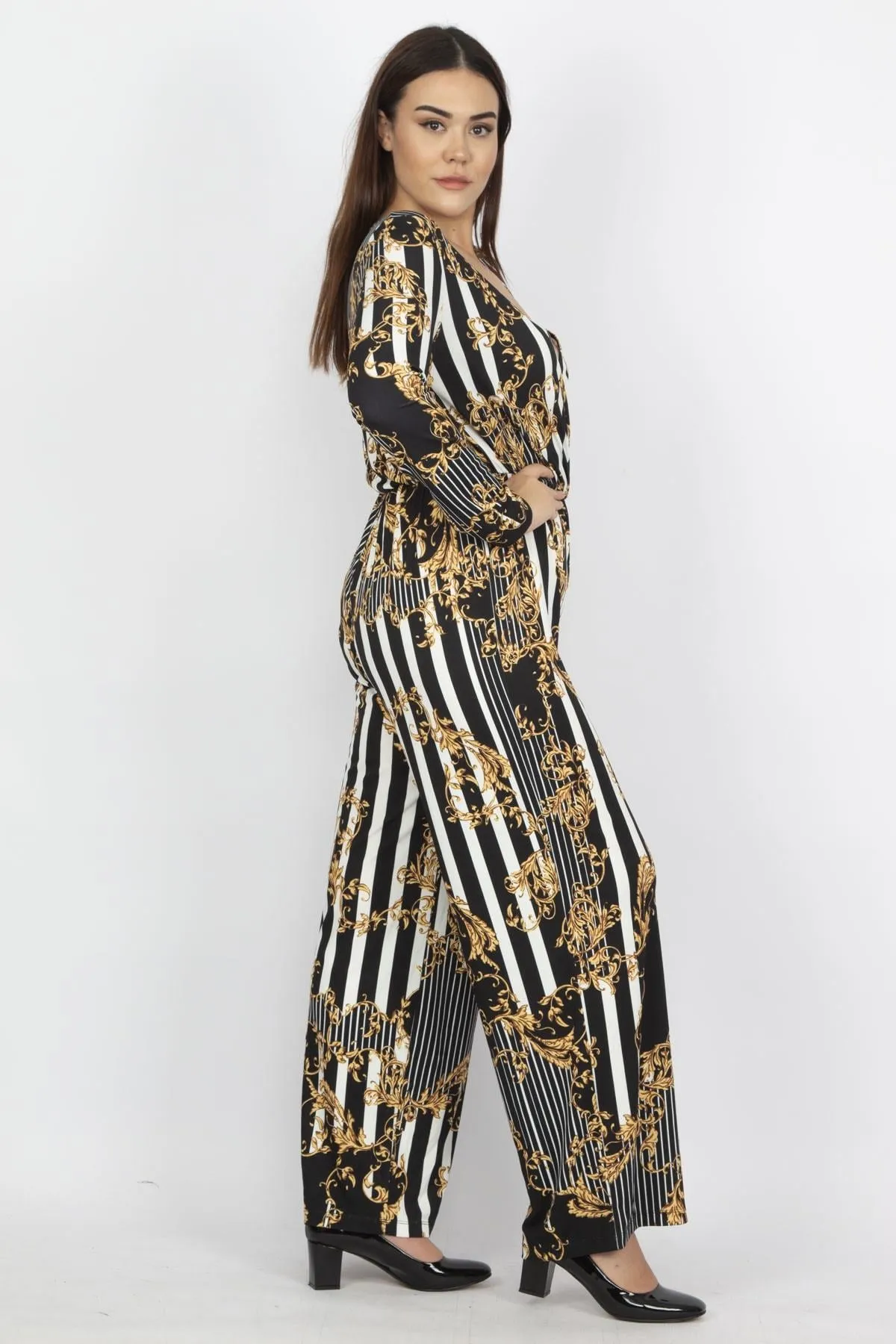16180 Multi Colour Tie Waist Jumpsuit