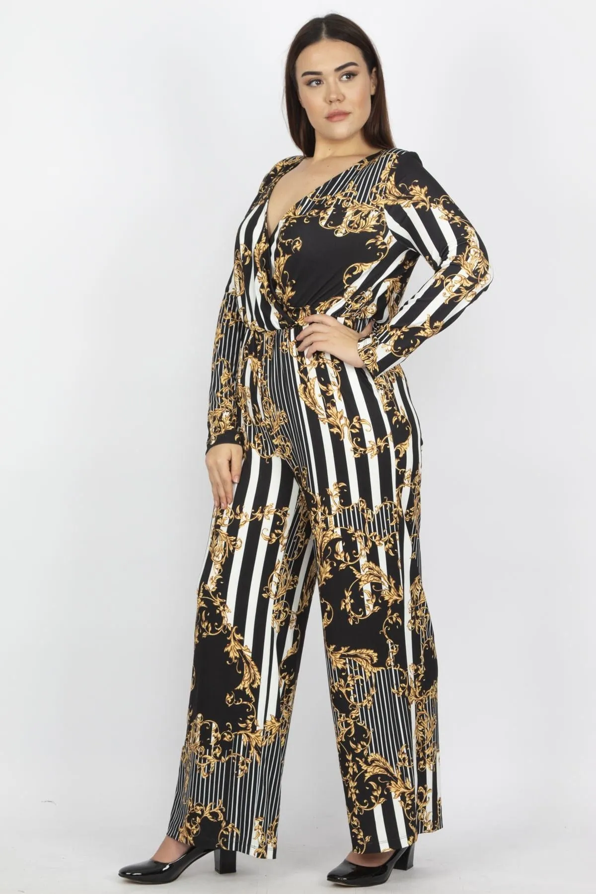 16180 Multi Colour Tie Waist Jumpsuit