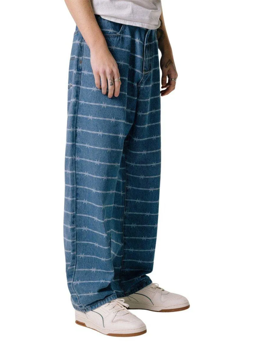 barbwire denim jeans - Washed Indigo