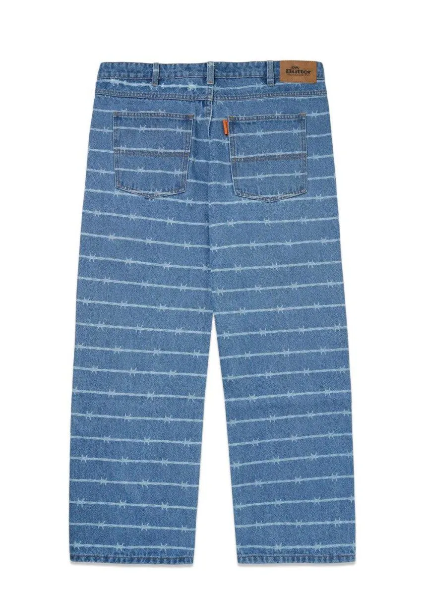 barbwire denim jeans - Washed Indigo
