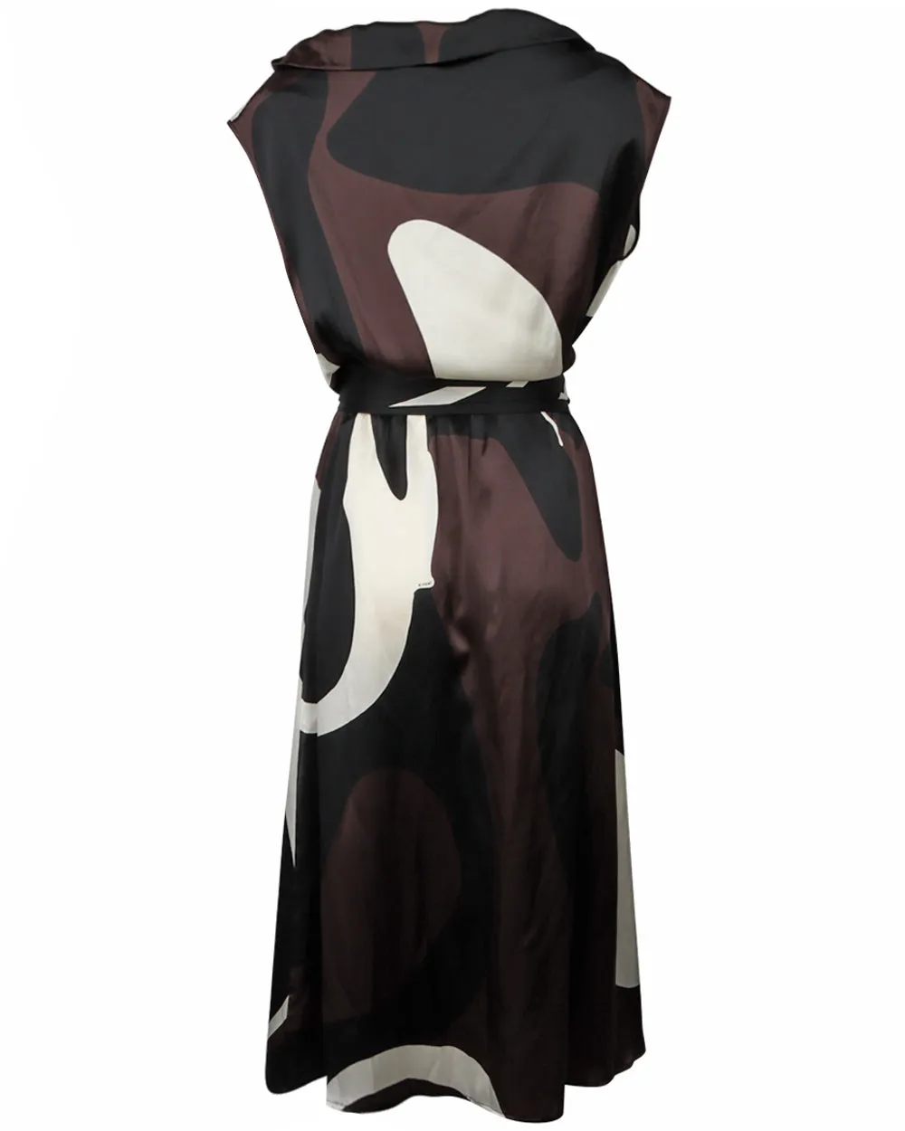 Black Colorblock Cowl Neck Midi Dress