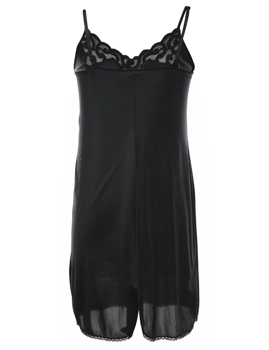 Black Lace Trim Slip Dress - XS