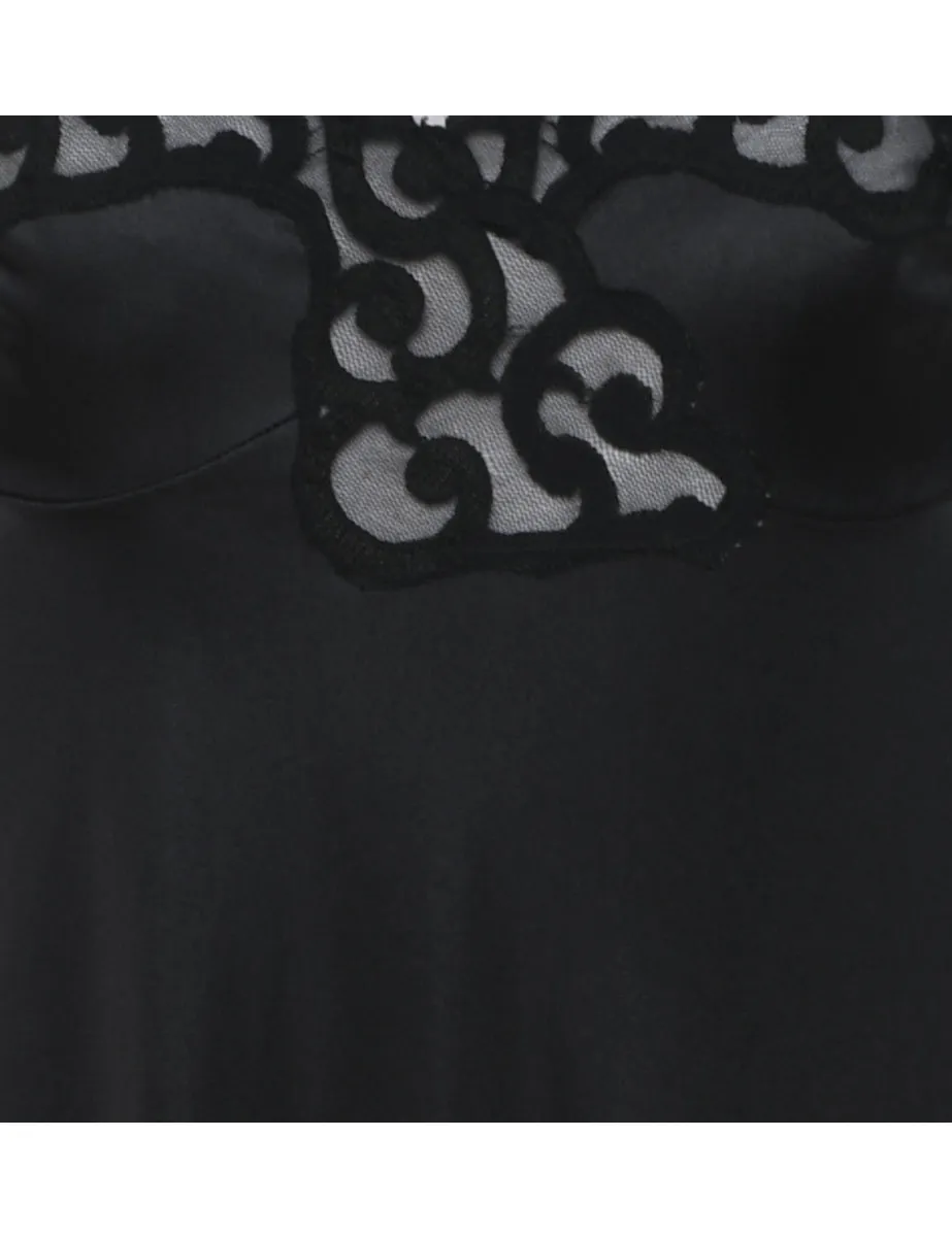 Black Lace Trim Slip Dress - XS