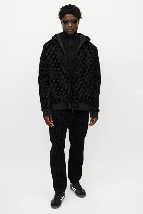 Black Velour Zucca Monogram Co-Ord Set