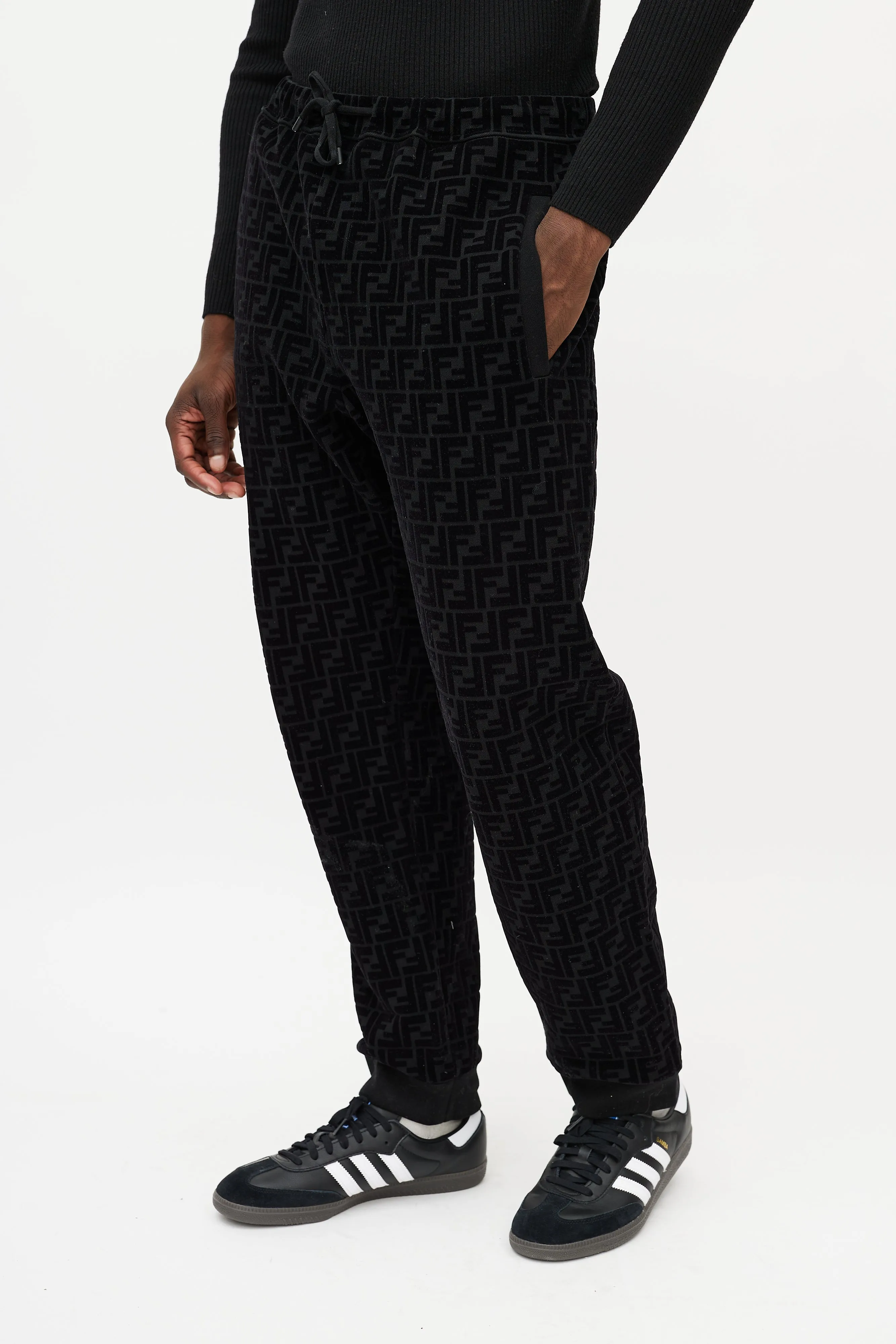 Black Velour Zucca Monogram Co-Ord Set
