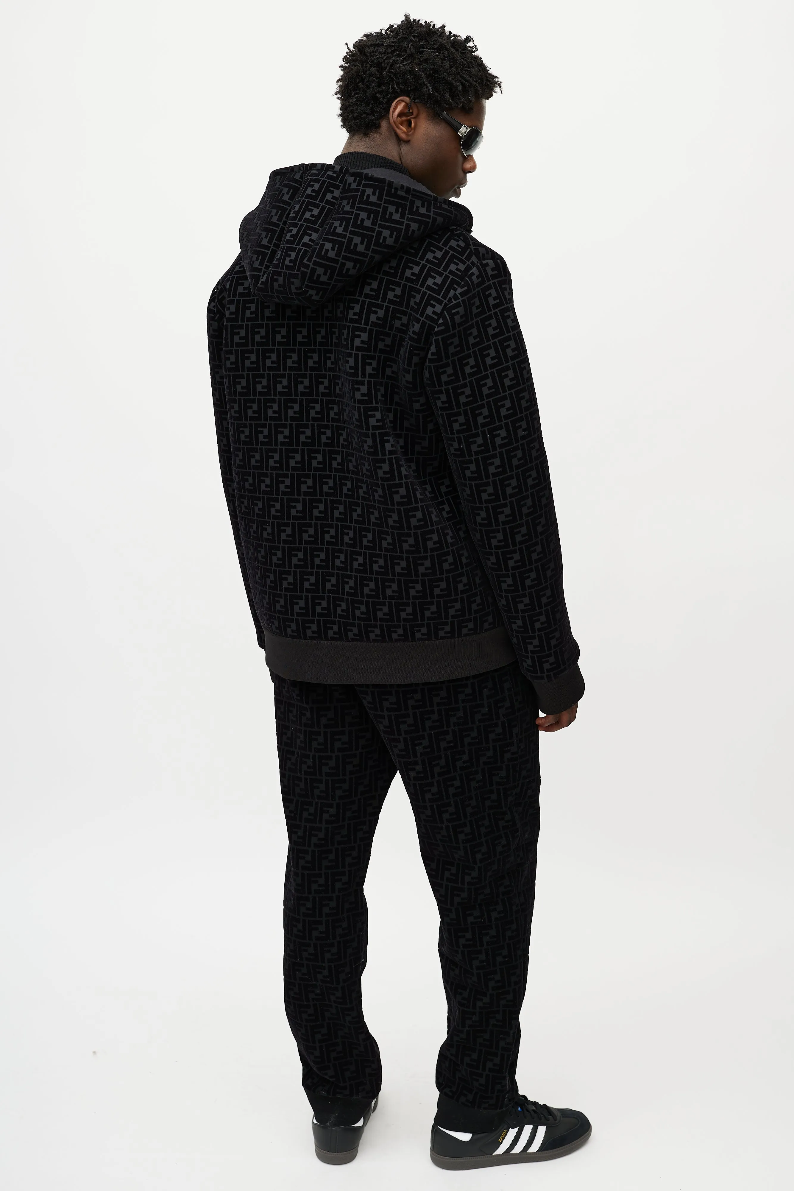 Black Velour Zucca Monogram Co-Ord Set