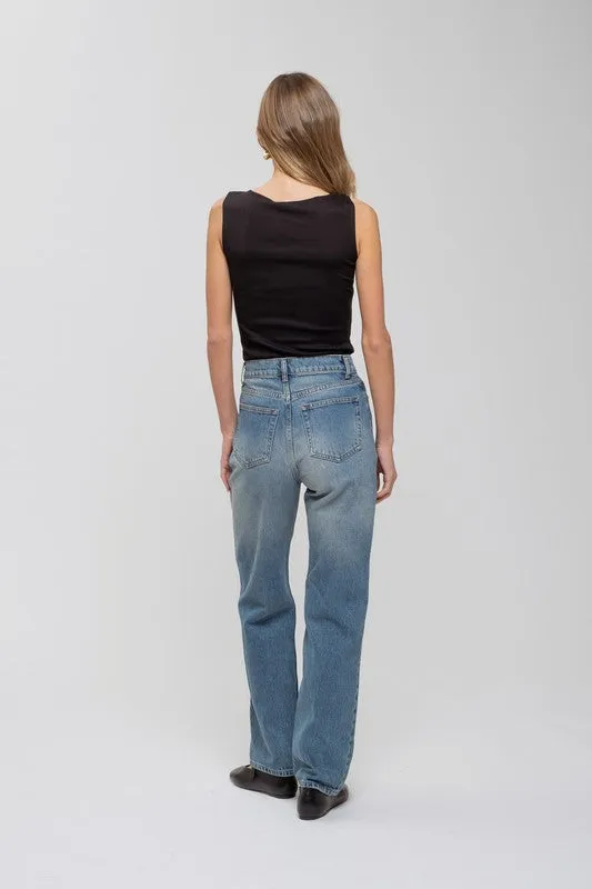 Boat Neck Knit Top- Black