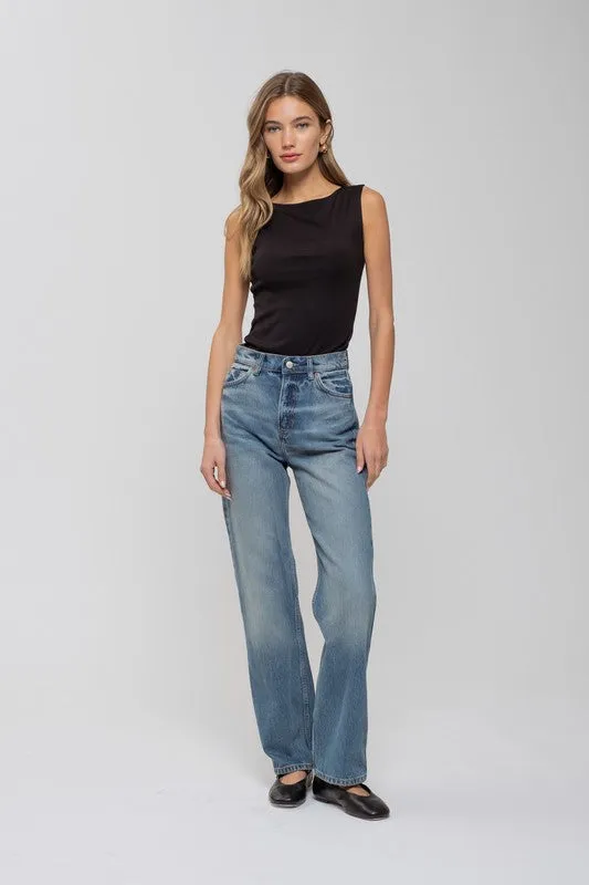 Boat Neck Knit Top- Black