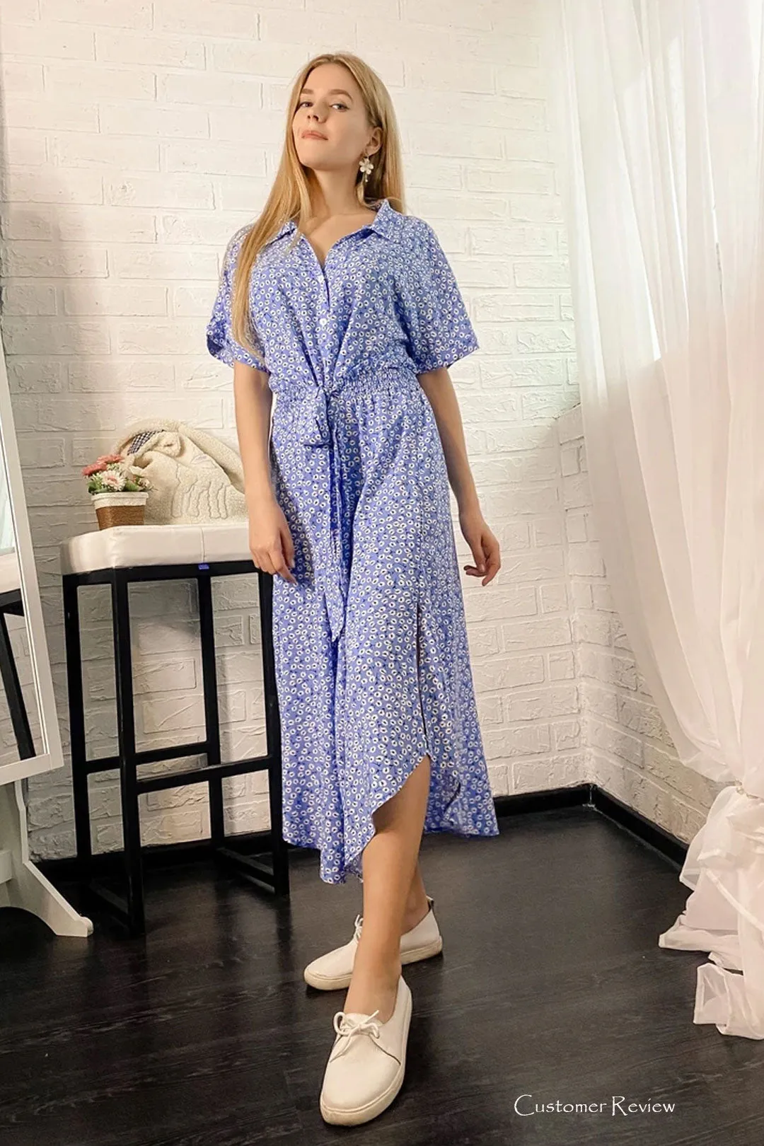 Boho Midi Dress, Layla in Blue