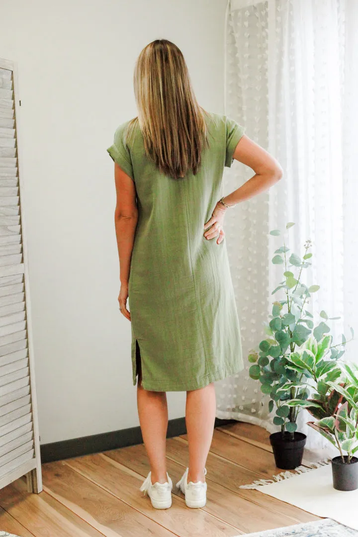 Button Front Midi Dress