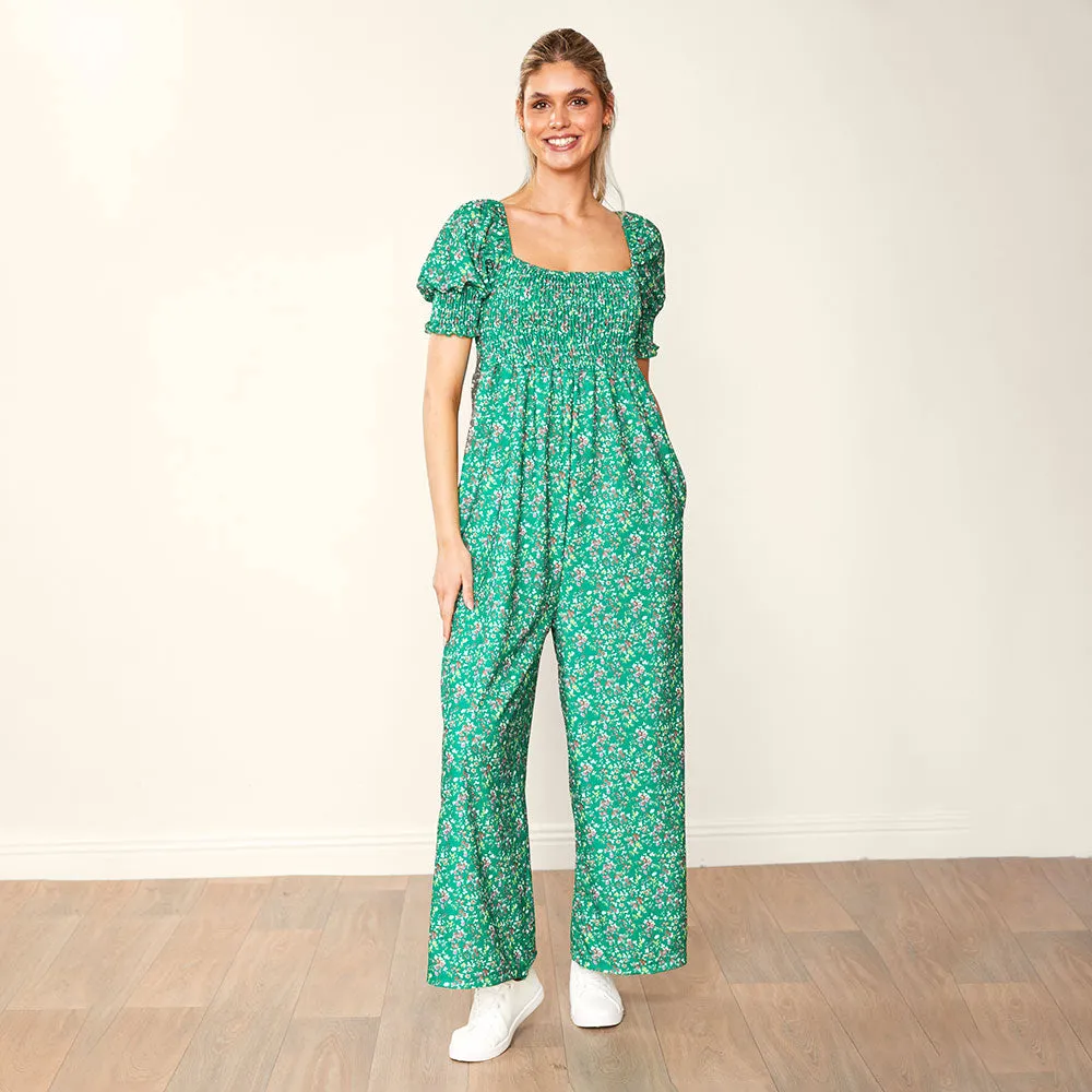 Camilla Jumpsuit (Green Floral)