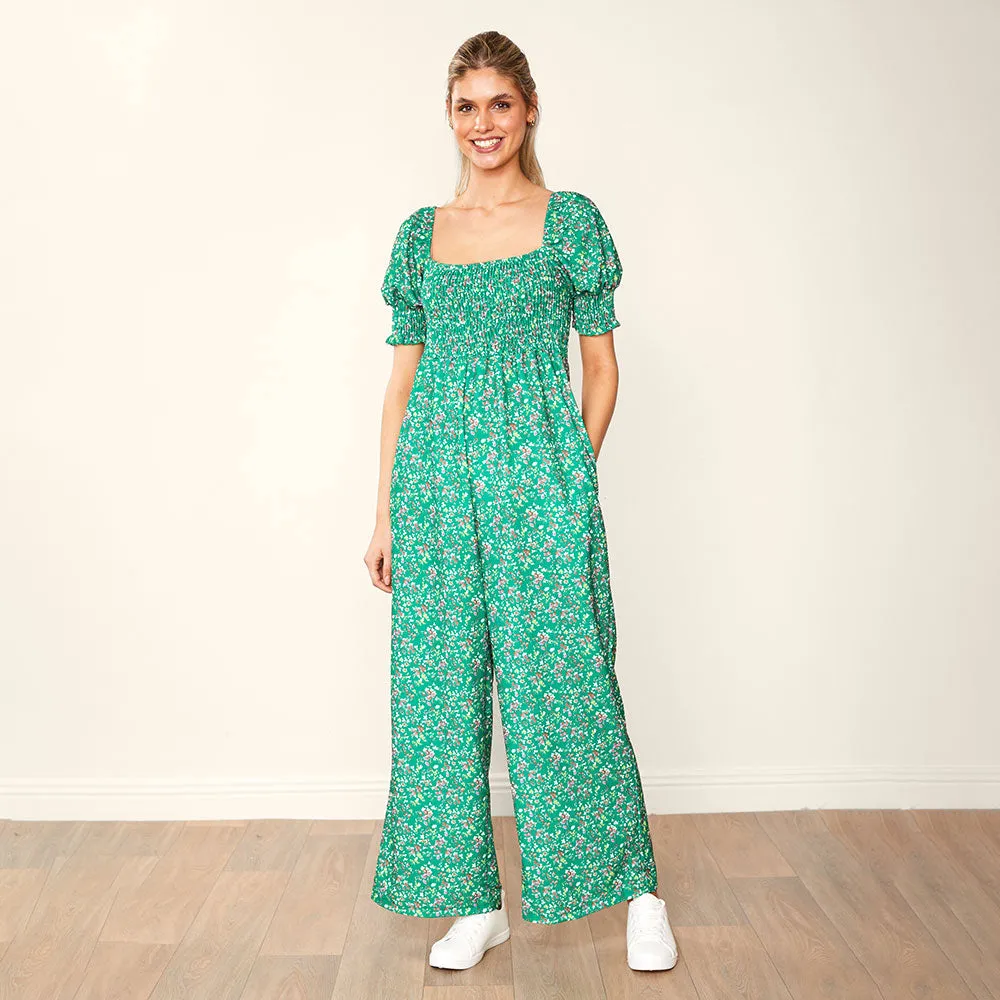 Camilla Jumpsuit (Green Floral)