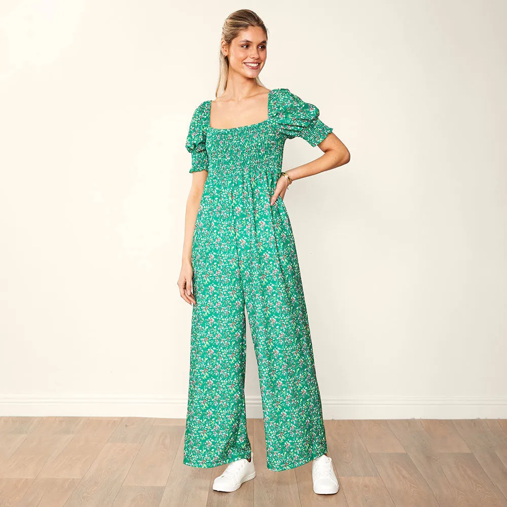 Camilla Jumpsuit (Green Floral)
