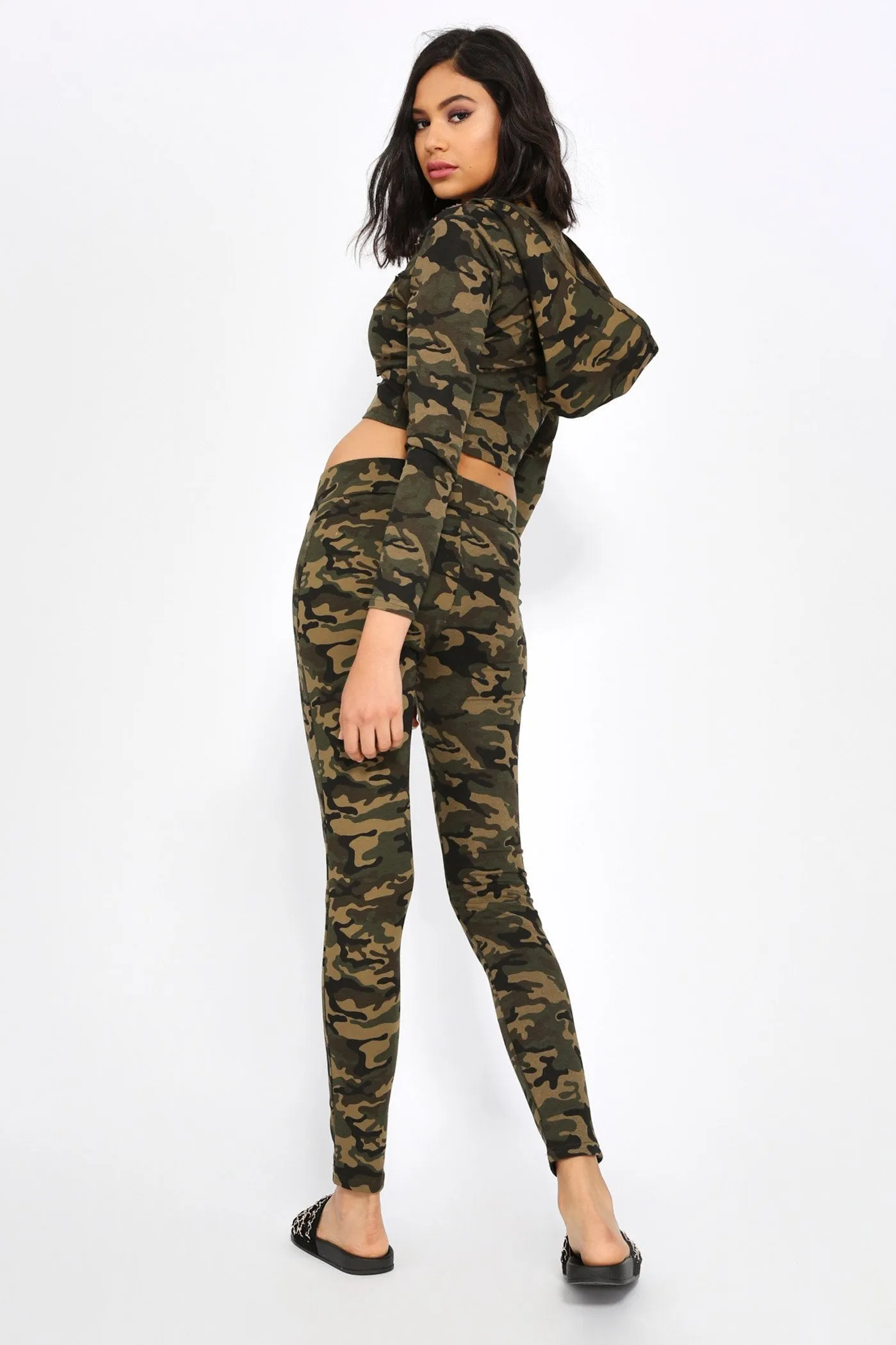 Camo Multi Ripped Fitted Jogging Bottoms