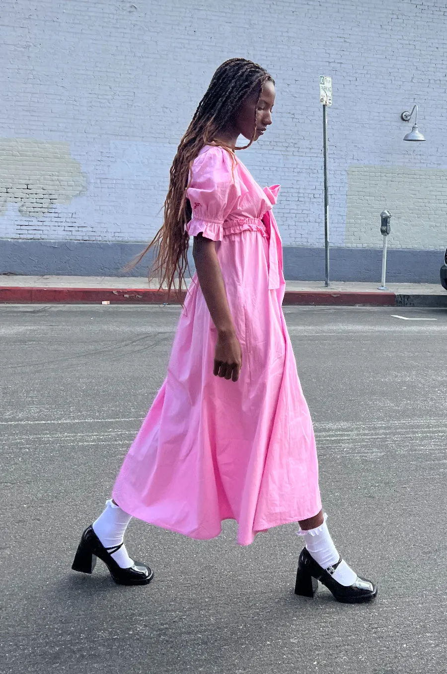 Cassie Bow Midi Dress - Pink