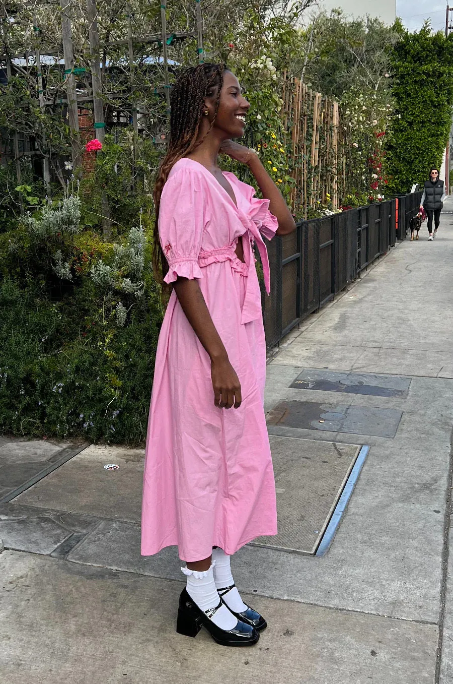 Cassie Bow Midi Dress - Pink