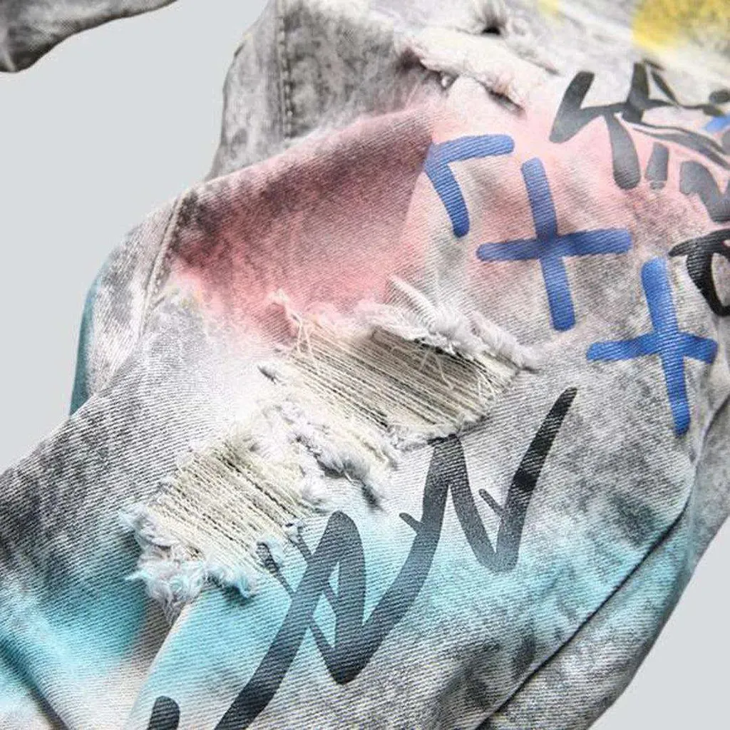 Color-painted grey men's jeans