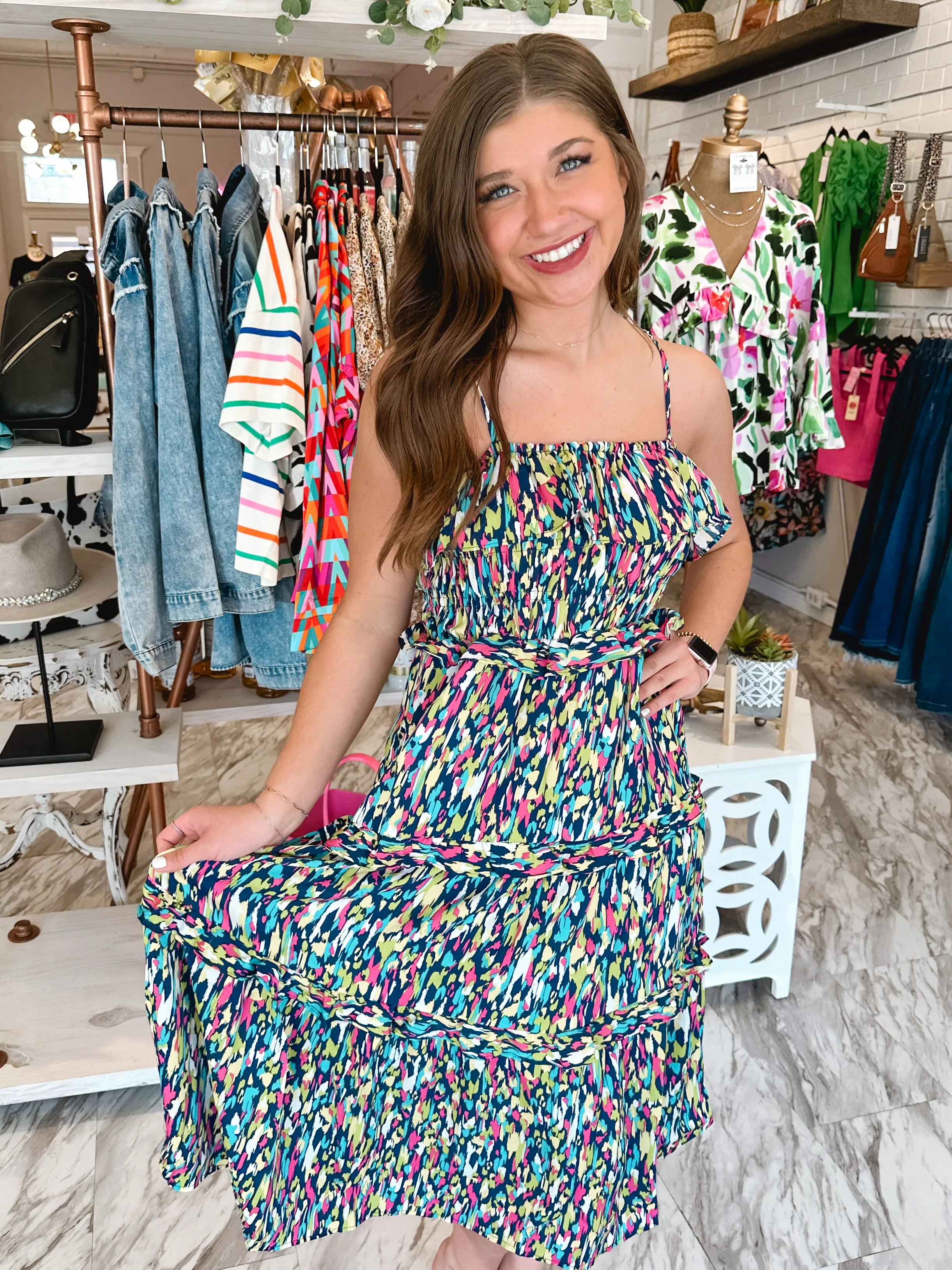 Colorful Crush Tiered Midi Dress