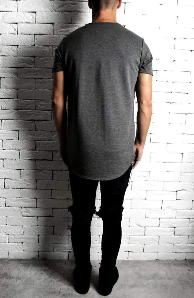 Curve Hem T-Shirt - Grey