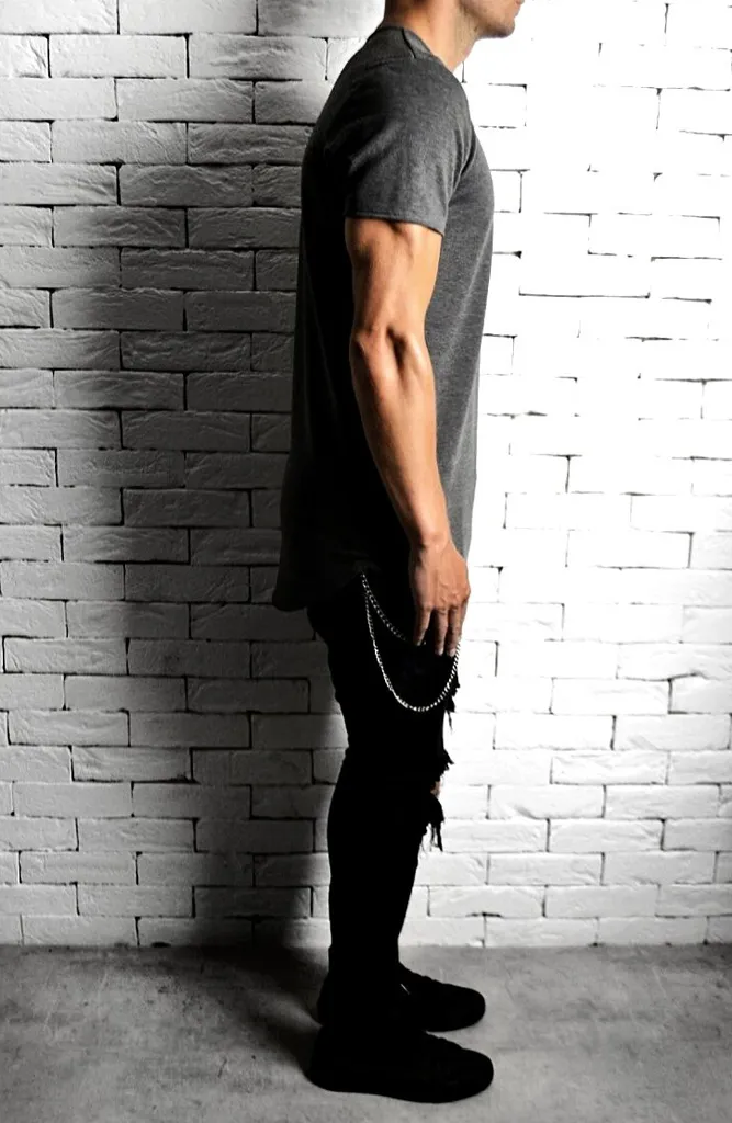 Curve Hem T-Shirt - Grey