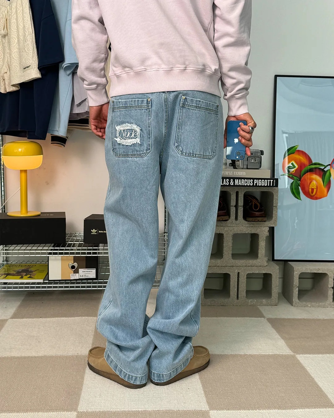DENIM PANTS WASHED BLUE