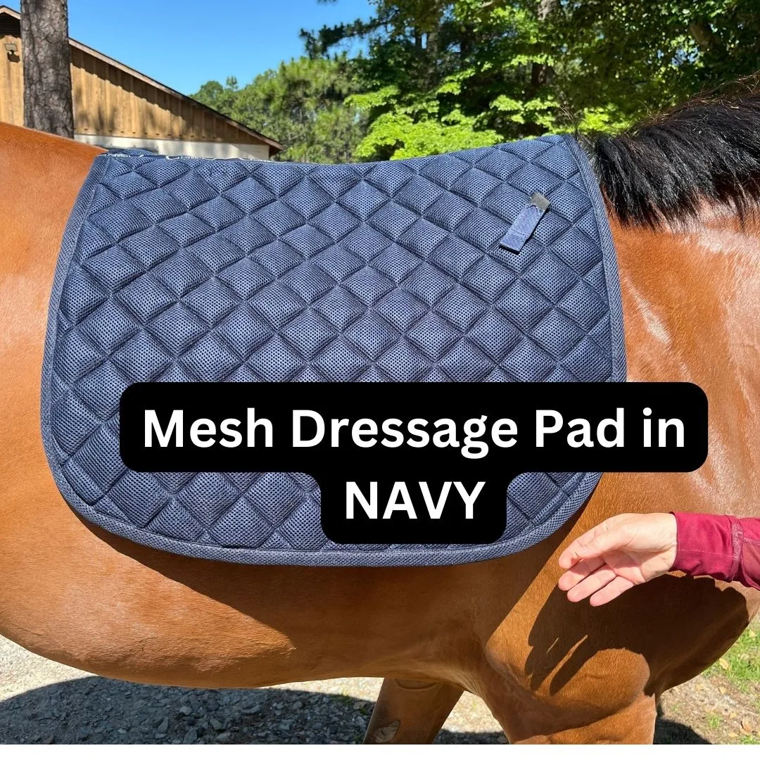 Dressage Mesh Saddle Pad with Quick Dry Cotton Lining in Navy, White or Black