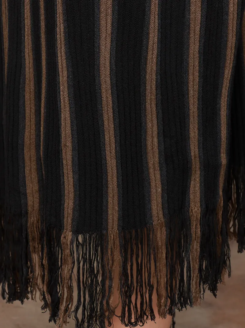 Elegance Striped Knitted Large Size Midi Dress