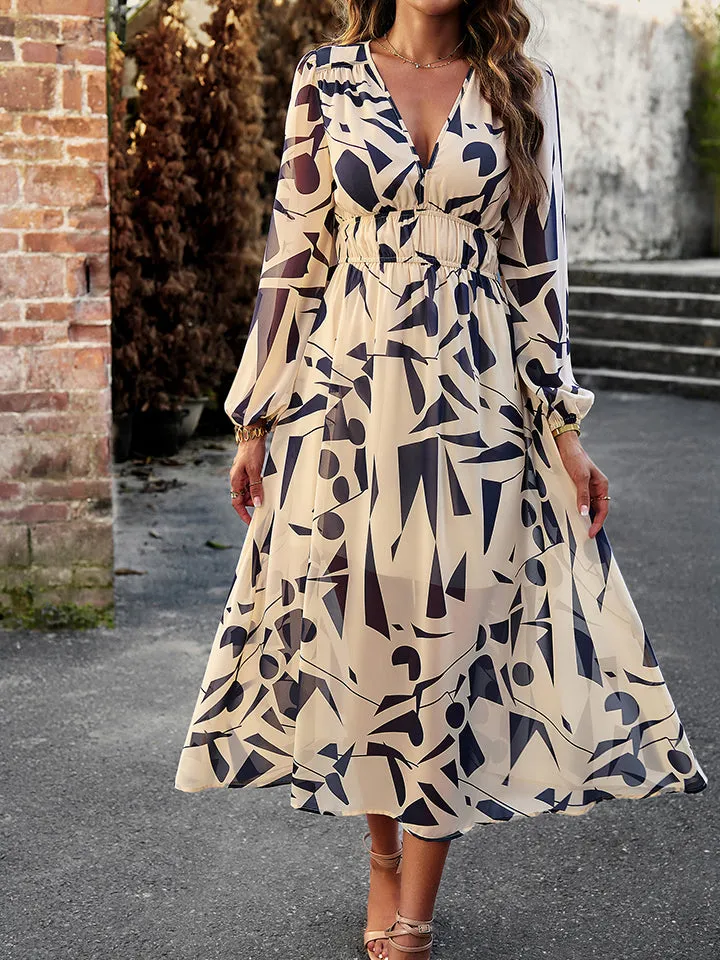 Elegant Long Sleeve Summer Midi Dress