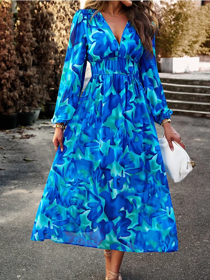 Elegant Long Sleeve Summer Midi Dress