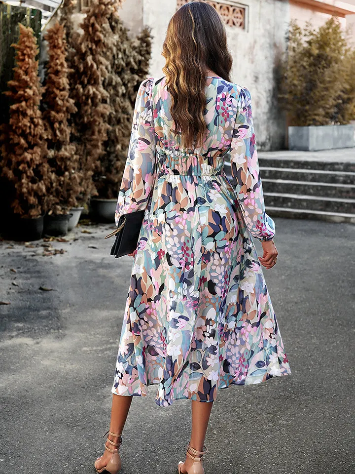Elegant Long Sleeve Summer Midi Dress
