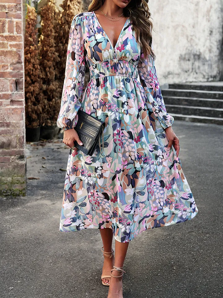 Elegant Long Sleeve Summer Midi Dress