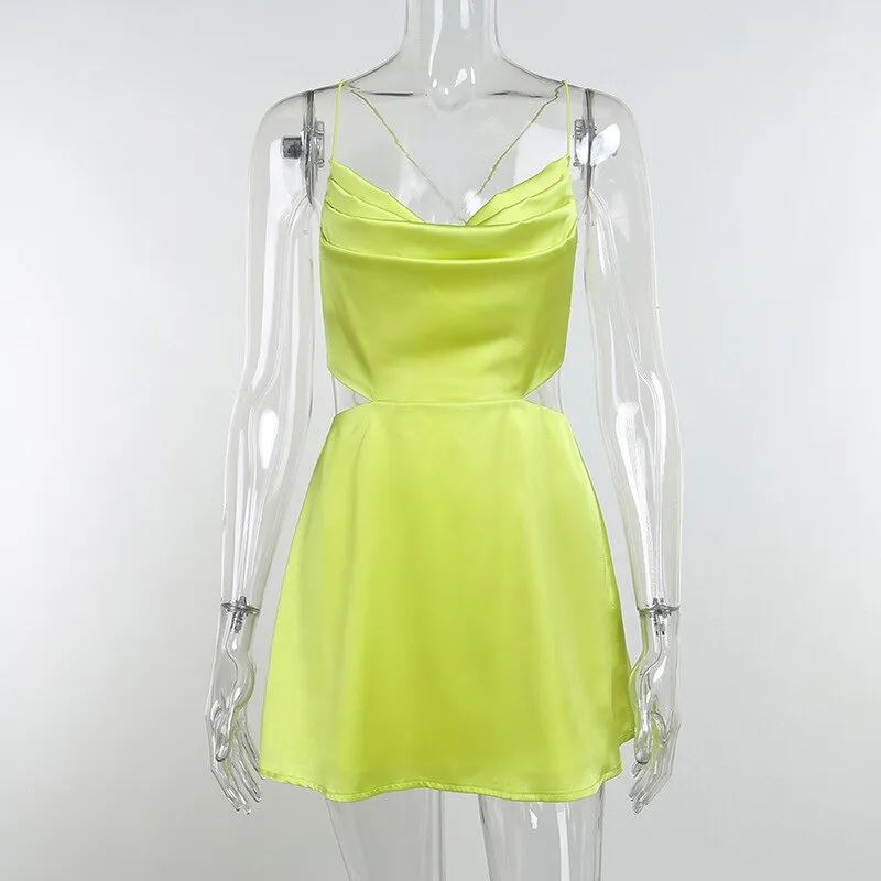 Elegant Slip Backless  Satin Dress