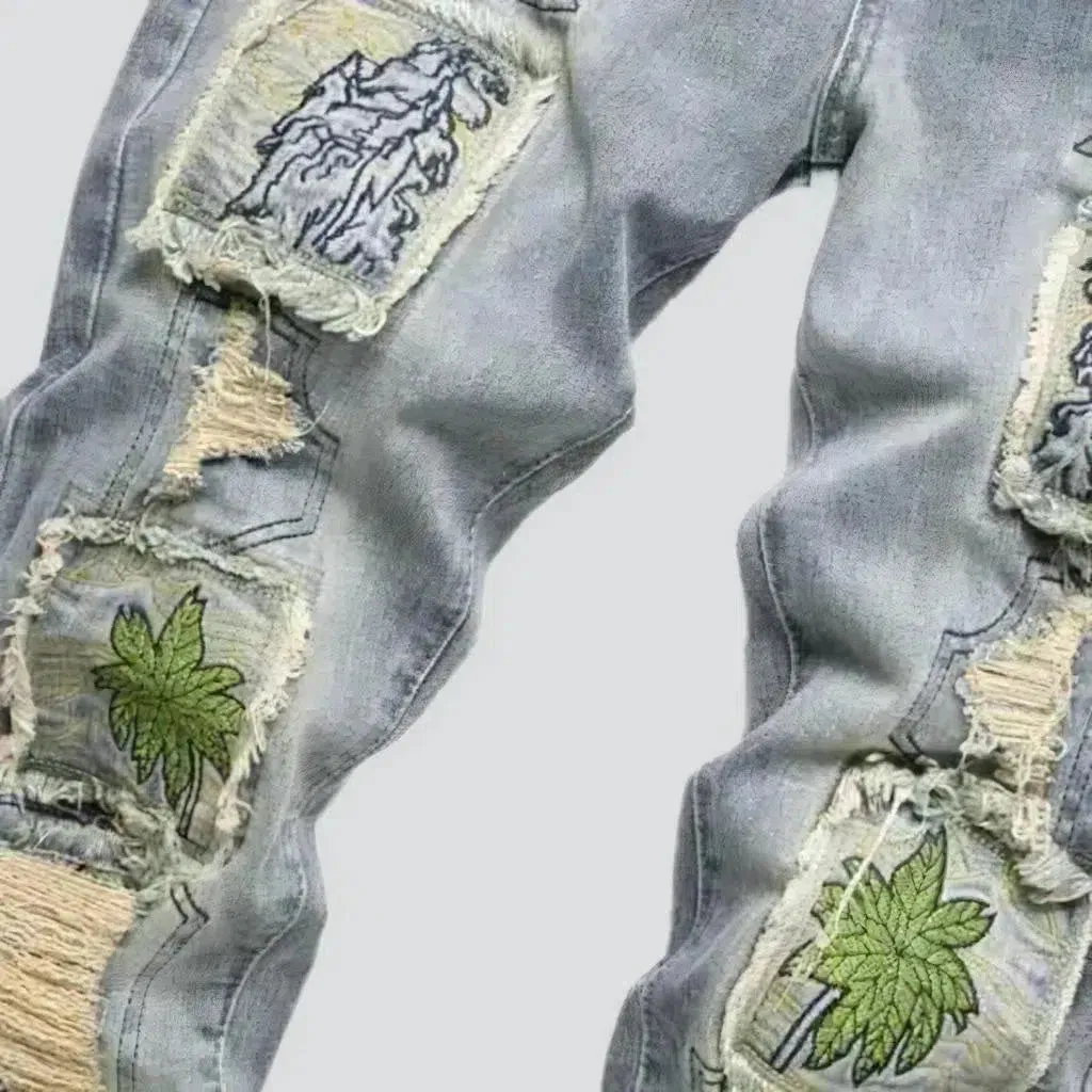 Embroidered vintage jeans
 for men
