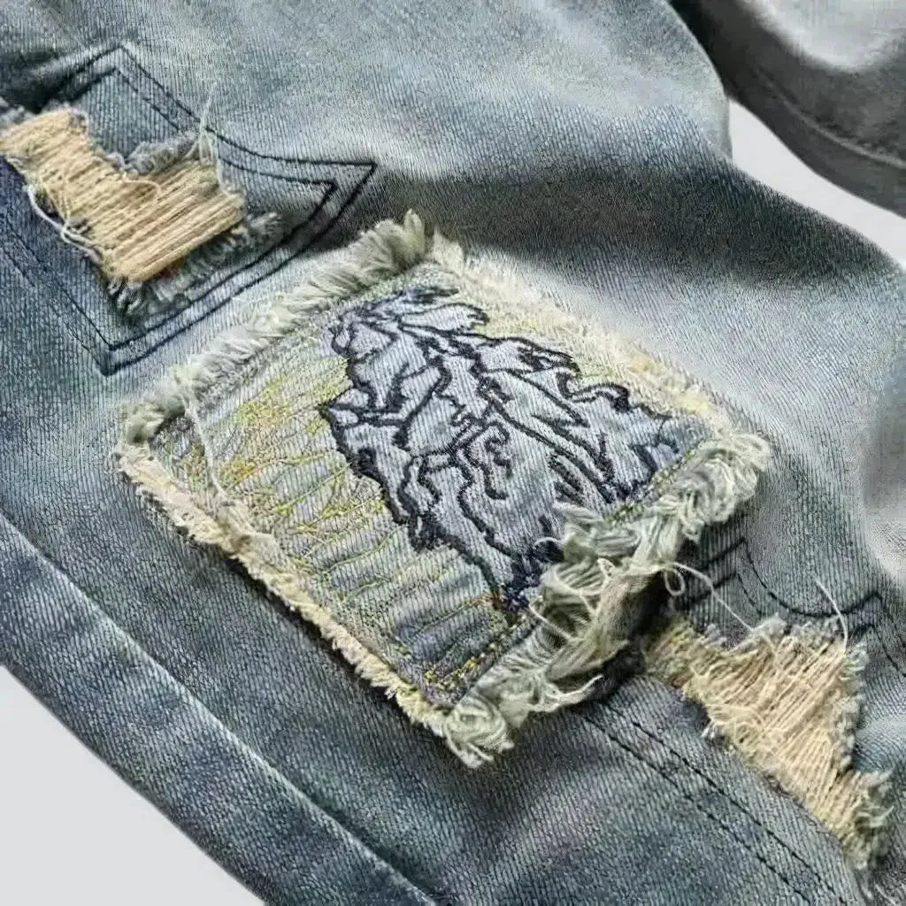 Embroidered vintage jeans
 for men