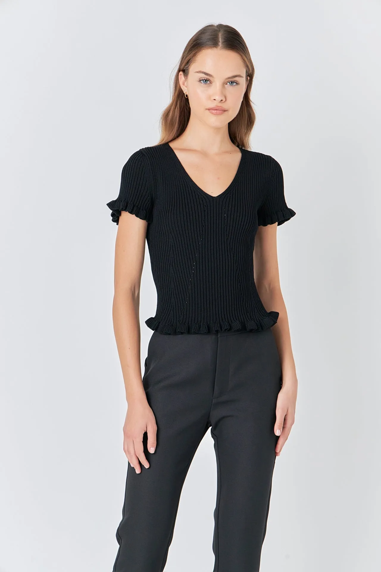 Endless Rose - Lettuce Edge Knit Top