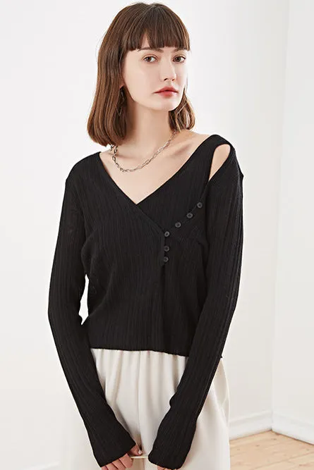 Fangyan | Asymmetrical Knit Top