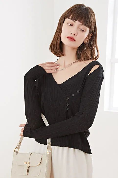 Fangyan | Asymmetrical Knit Top