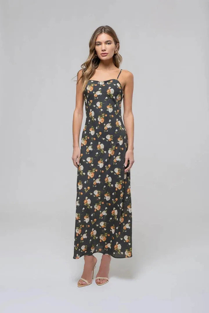 Floral Sweetheart Neck Cami Midi Dress
