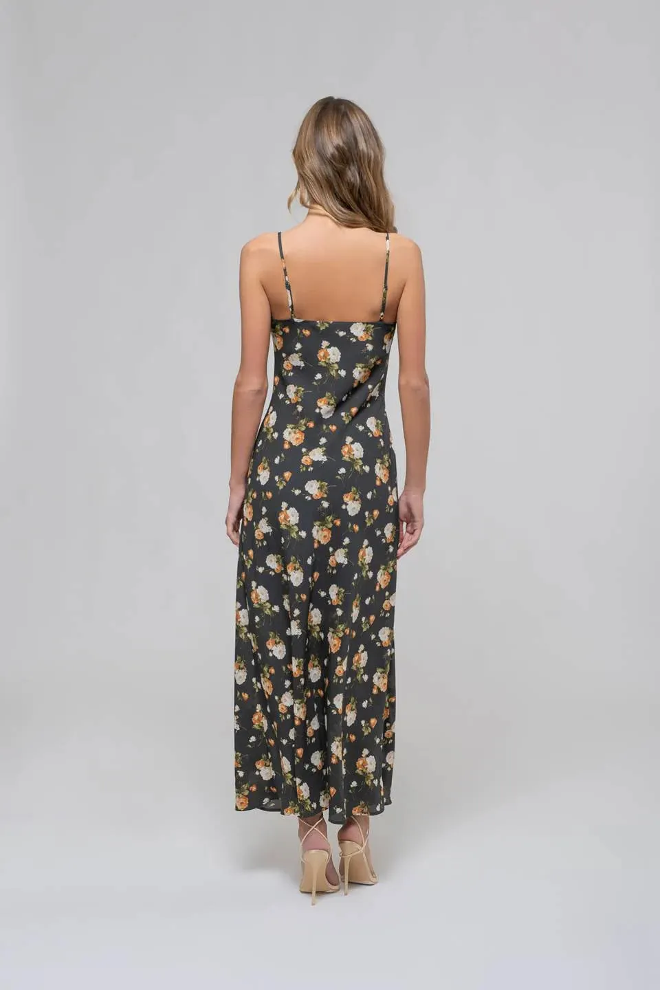 Floral Sweetheart Neck Cami Midi Dress