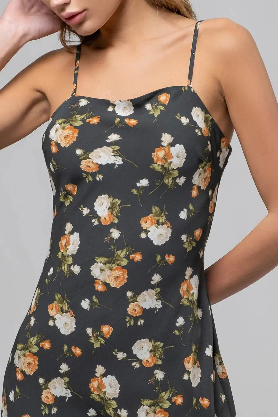 Floral Sweetheart Neck Cami Midi Dress