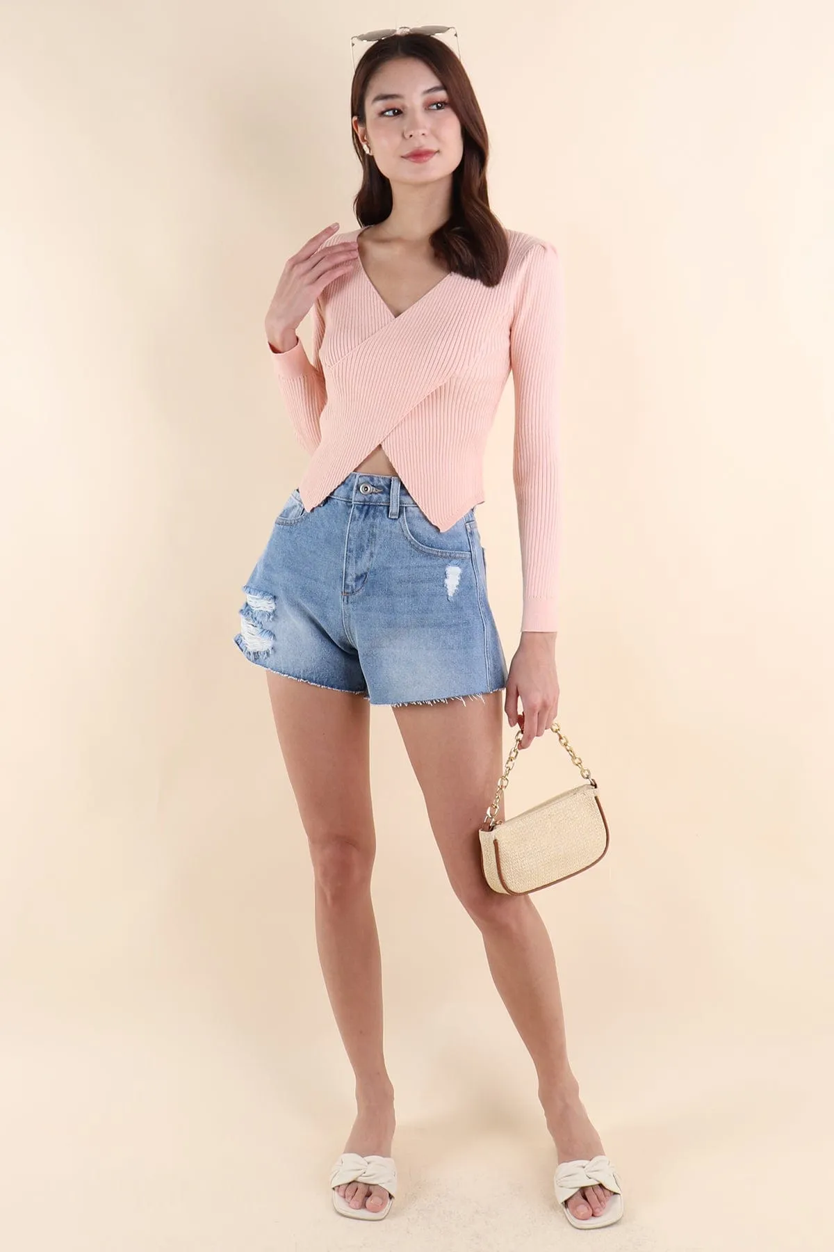 GRETEL WRAPPED KNIT TOP IN PINK