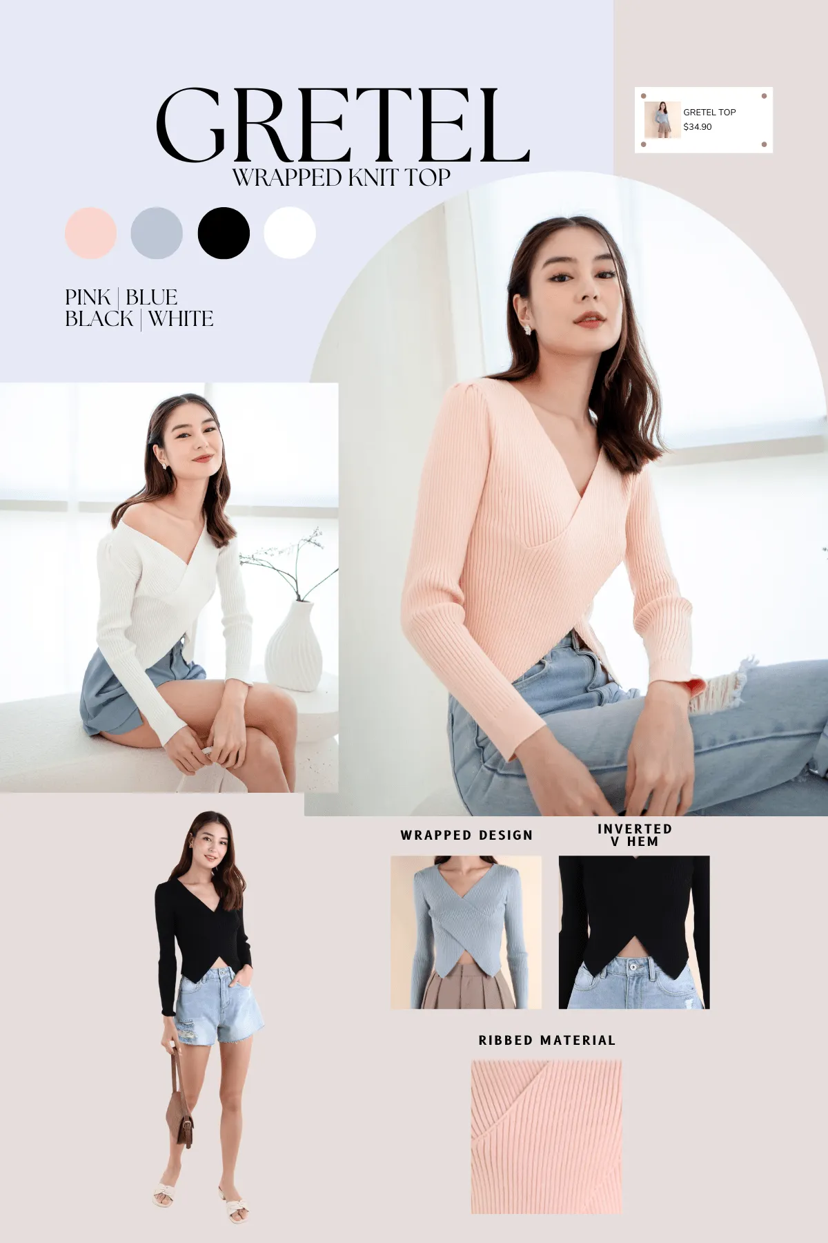 GRETEL WRAPPED KNIT TOP IN PINK