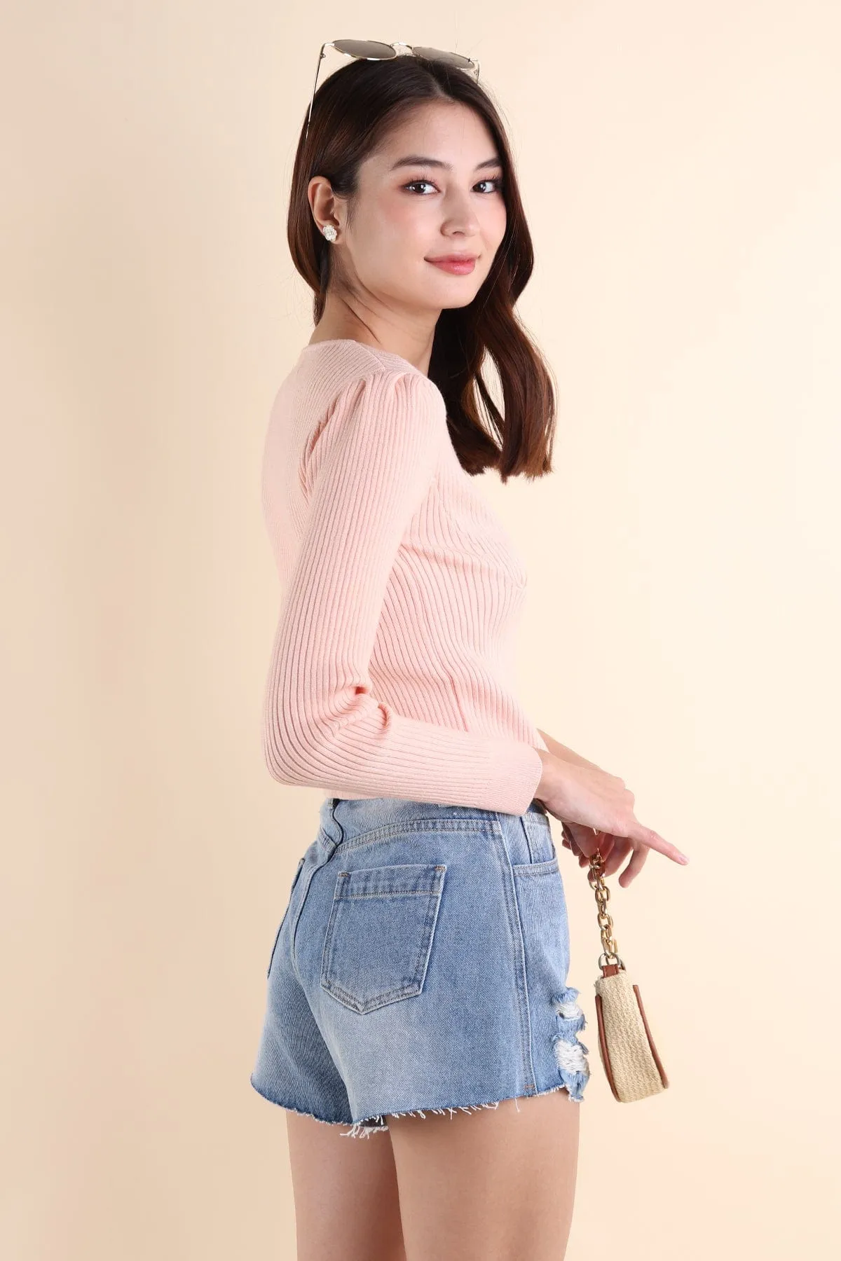 GRETEL WRAPPED KNIT TOP IN PINK