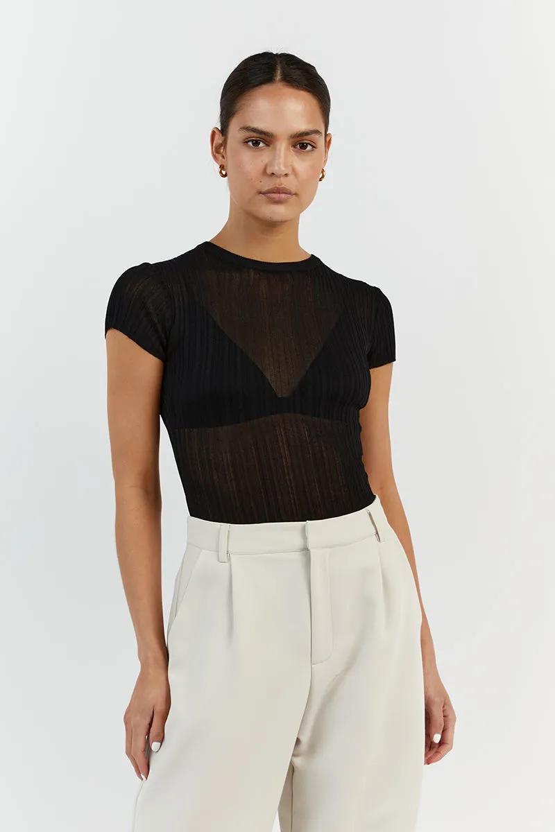 HARPER BLACK CAP SLEEVE TOP