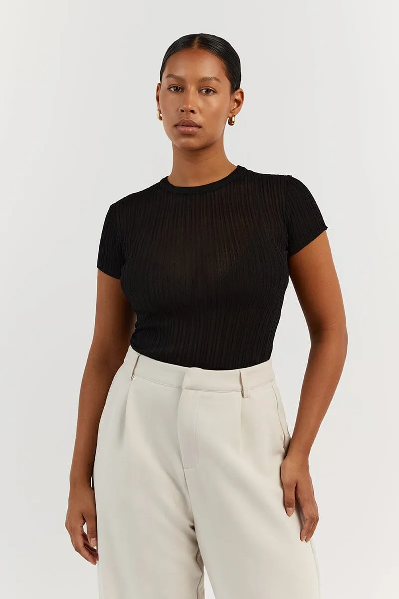 HARPER BLACK CAP SLEEVE TOP