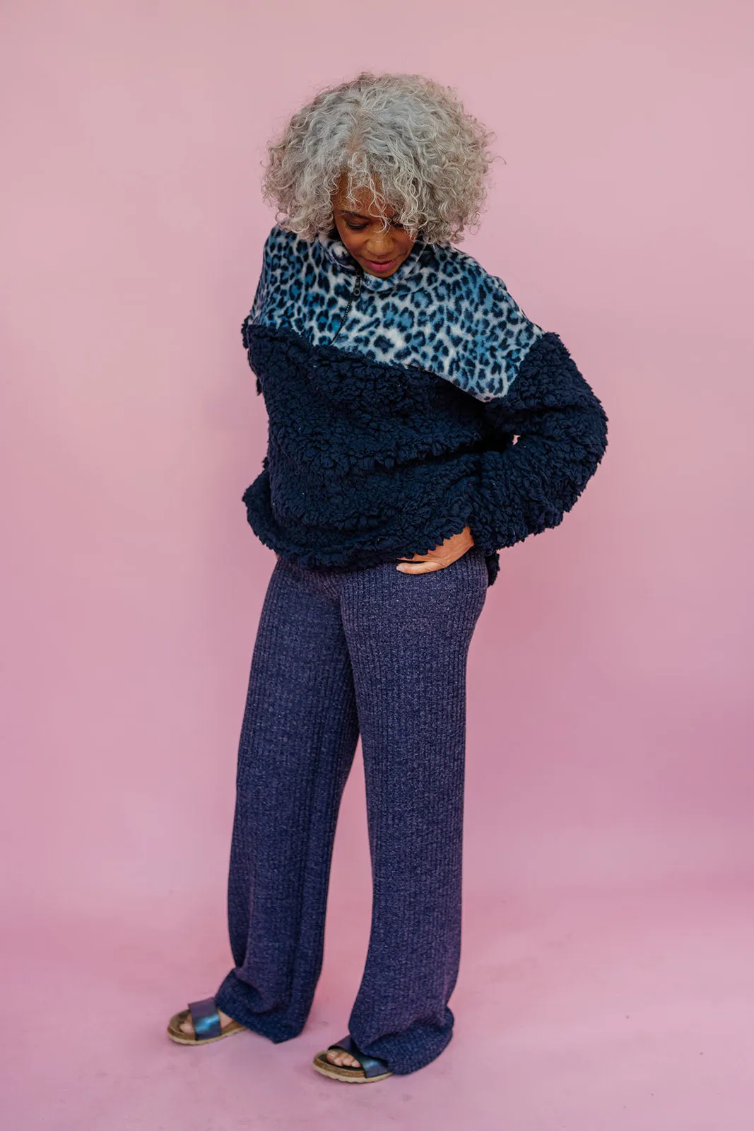 Knitted Trousers in Navy
