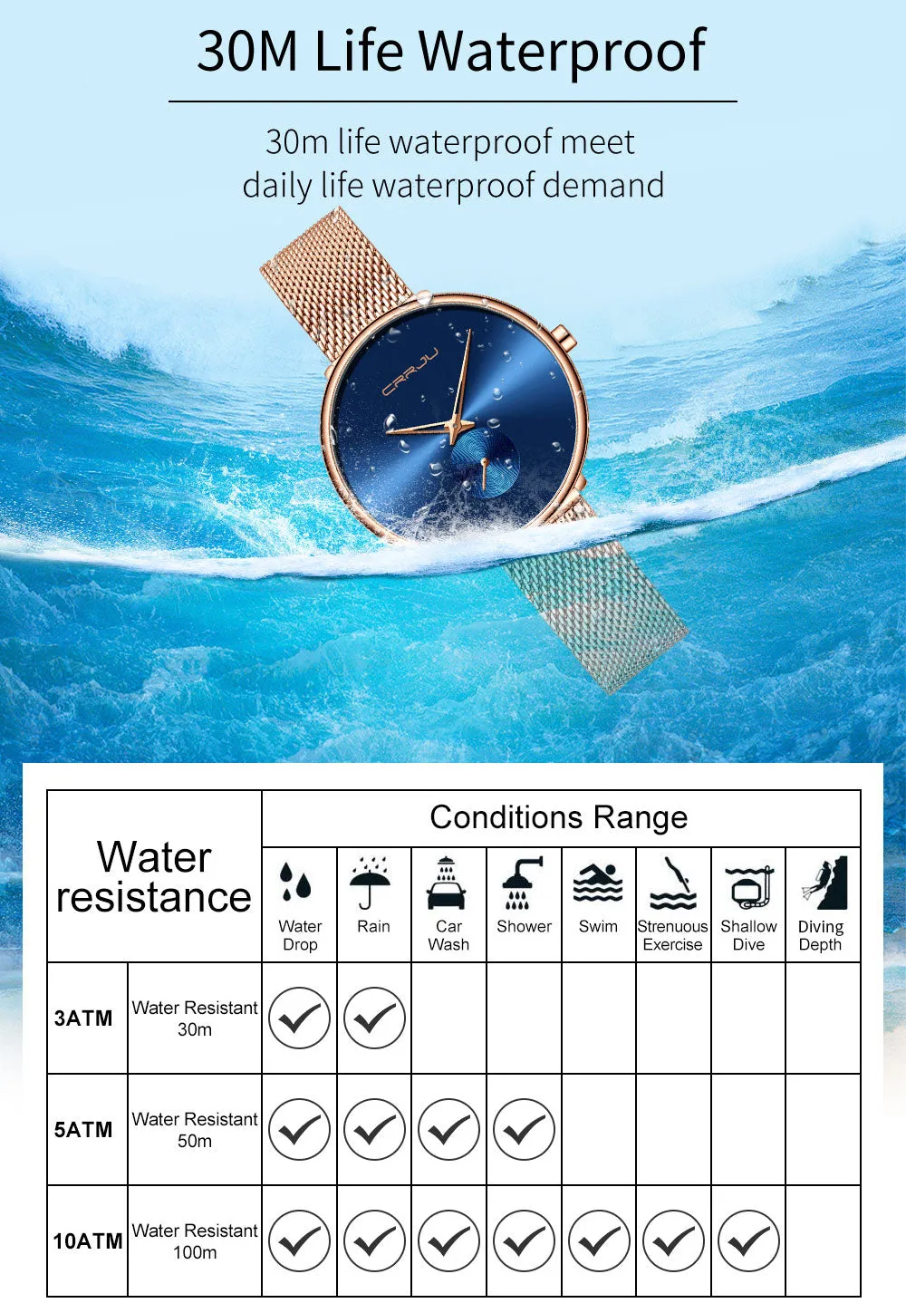 Luxury Casual Simple Ladies Daily Dress Mesh Minimalist Waterproof Quartz Wristwatch