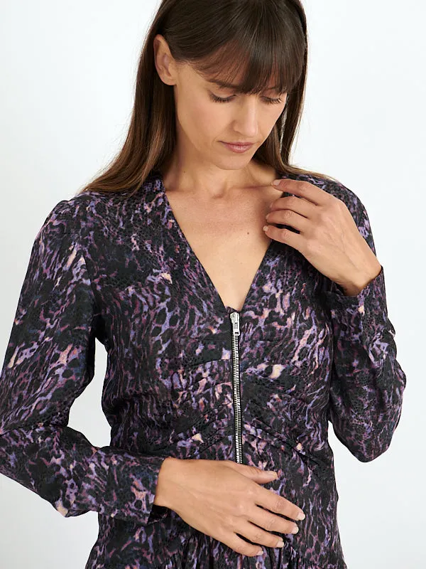 Magaly Dress in Dark Plum
