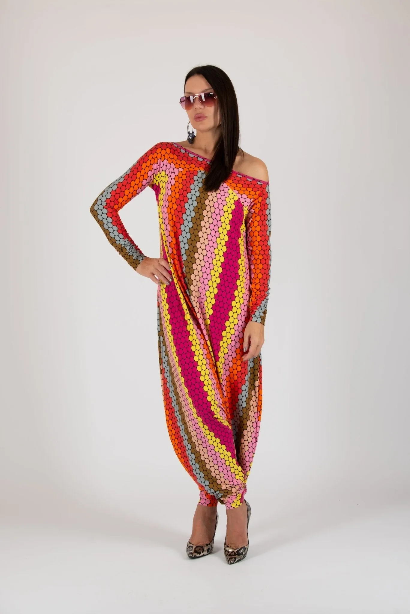 MARLA Long Sleeve Dots Harem Jumpsuit